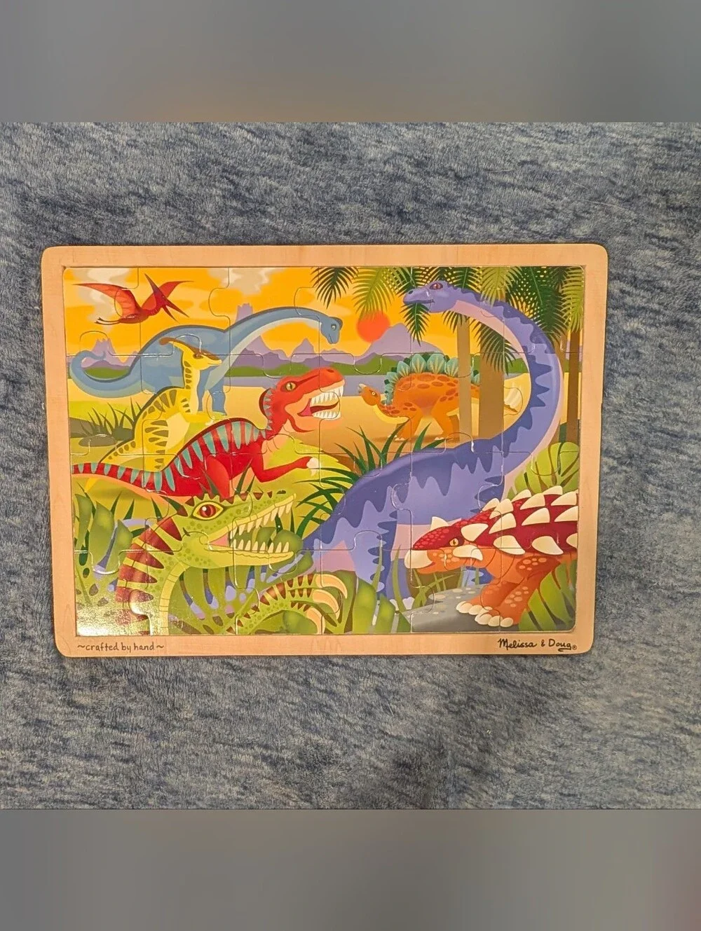 Melissa & Doug Two 24-Piece Dinosaur Wooden Puzzle Set